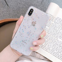 Ottwn Glitter Phone Case For iPhone 11 Case 11 Pro XS Max XR X 6 6s 7 8 Plus Love Heart Star Sequins Soft Bling Clear Cover Capa