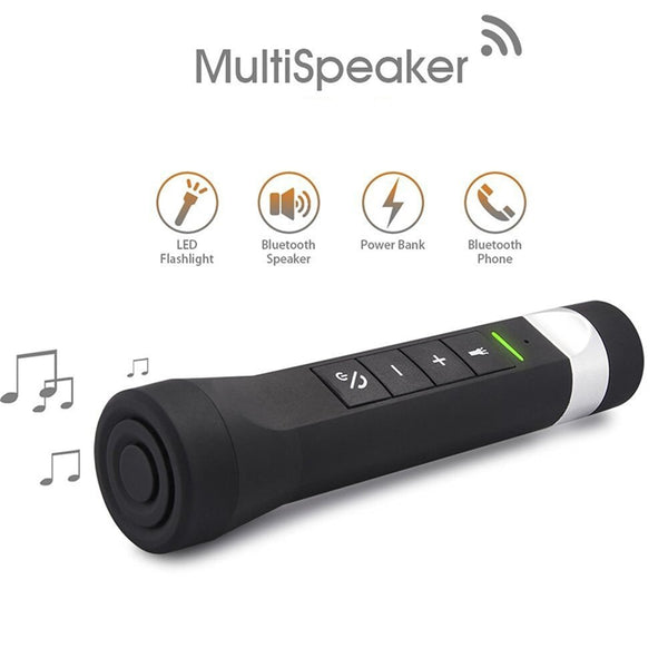 Multi-function Music Torch Wireless Portable Bluetooth Speaker With Fm Radio Sd Mp3+Backup Power Bank Charger Flashlight
