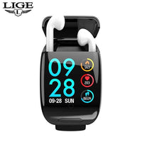 LIGE Smart Watch Bluetooth Headset Wireless Headset Music Heart Rate Blood Pressure Monitor Waterproof Fitness Sports smartwatch