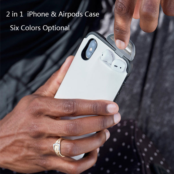 Caja de almacenamiento de auriculares para iPhone 11 11 Pro Max XR XS Max X 8 7 6 6S Plus cubierta de Color sólido a prueba de golpes para iPhone 11