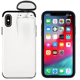 Caja de almacenamiento de auriculares para iPhone 11 11 Pro Max XR XS Max X 8 7 6 6S Plus cubierta de Color sólido a prueba de golpes para iPhone 11