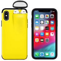 Caja de almacenamiento de auriculares para iPhone 11 11 Pro Max XR XS Max X 8 7 6 6S Plus cubierta de Color sólido a prueba de golpes para iPhone 11