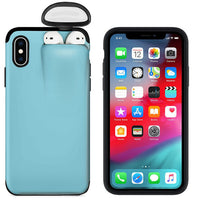 Caja de almacenamiento de auriculares para iPhone 11 11 Pro Max XR XS Max X 8 7 6 6S Plus cubierta de Color sólido a prueba de golpes para iPhone 11