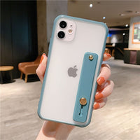 Wrist Strap Candy Color Phone Case For iPhone SE 2020 11 11Pro Max XR XS Max X 6 6S 7 8 Plus Shockproof Bumper Transparent Cover