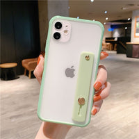 Wrist Strap Candy Color Phone Case For iPhone SE 2020 11 11Pro Max XR XS Max X 6 6S 7 8 Plus Shockproof Bumper Transparent Cover