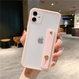 Wrist Strap Candy Color Phone Case For iPhone SE 2020 11 11Pro Max XR XS Max X 6 6S 7 8 Plus Shockproof Bumper Transparent Cover