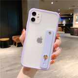 Wrist Strap Candy Color Phone Case For iPhone SE 2020 11 11Pro Max XR XS Max X 6 6S 7 8 Plus Shockproof Bumper Transparent Cover